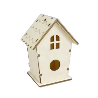 China Europe Hand Crafts DIY Wooden Bird House Outdoor Hanging Assemble Laser Cutout Birdcage for sale