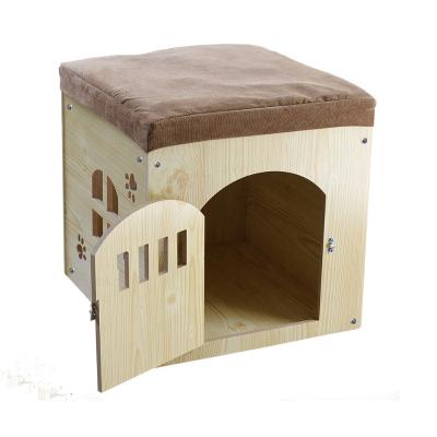 China Sustainable Wooden Ottoman Pet House And Stool Living Room Set Small Cat And Dog Room for sale