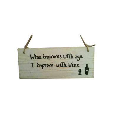 China American Style Wooden Bar Home Decoration Bar Home Decoration Natural Hanging Wooden Sign Wine Plaque for sale