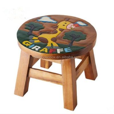 China stool home & Small Round Wooden Ottoman Chair Kids UV Printing Wooden Stool for sale