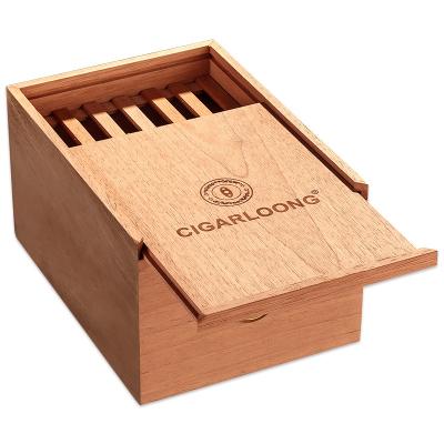 China High Quality Handmade Natural Cedar Wooden Cigar Box With Slide Lid Gift Lighter Box for sale