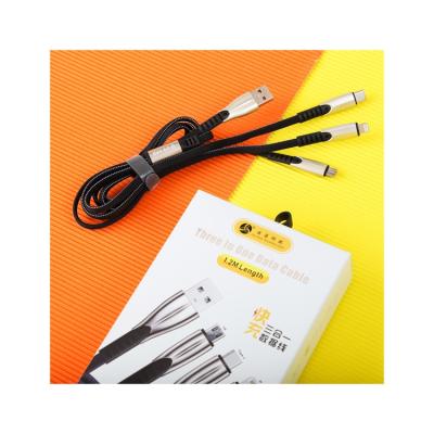 China Mobile phone Three-in-one Android interface/IOS interface/TYPE-C interface 1200MM/2.4A data cable for sale