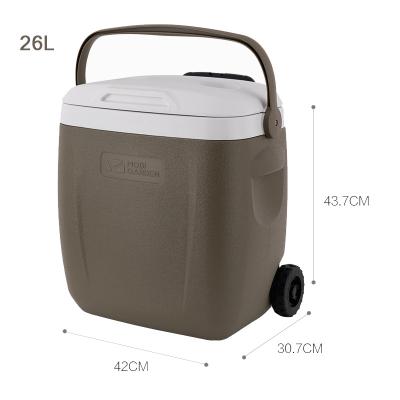 China 26L Insulated Plastic Cooler Box With Wheels For Camping Fishing Portable Cooler Box Cola Beer Ice Chest Cooler Box For Outdoor Party for sale