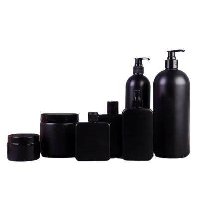 China Classic Custom Empty Black Matte Shampoo Bottle Skin Care Packaging Set HDPE Plastic Bottle for sale