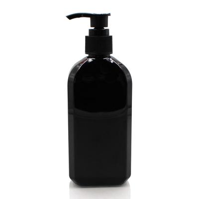 China Easy To Hold Plastic Bottle 250ml Empty Black Shampoo Conditioner 8oz Square Pump Plastic Bottles With Caps for sale