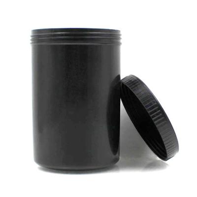 China Plastic Food Packaging Black Cylinder PP 1 Liter 1L Container For Food Storage Packaging for sale