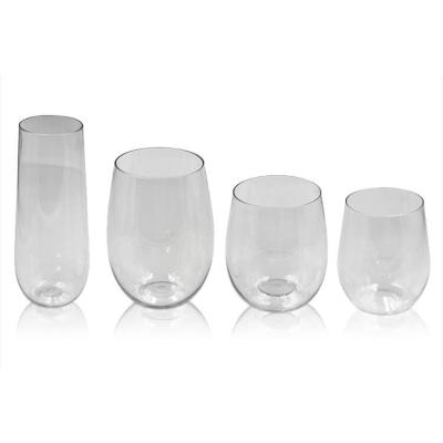 China Beverage 8oz made to order 9oz 12oz 16oz Champagne Wine Flutes Glasses stemless shatterproof plastic for sale