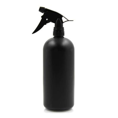 China 100% Virgin Material Matte Black Hair Care Oil 1l Boston Round Empty Plastic Bottles With Spray Gun for sale