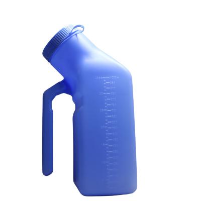 China 1 Liter 100% Virgin Material Blue Male Urinal Bottle Plastic Travel Urine Bottle With Luminous Cap for sale