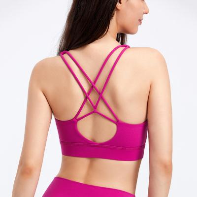 China Breathable High Quality Breathable Custom Backless Running Fitness Logo Yoga Sports Bra for sale