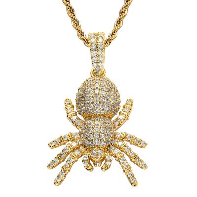 China Cute Factory Promotion Copper Hip Hop Jewelry Spider Pendant Micro-zircon Accessories for sale