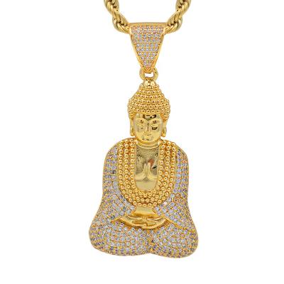 China zc Religious Hip Hop Pendant Ins Cute Copper 18k Gold Plated Hip Hop Guanyin Pendant for sale