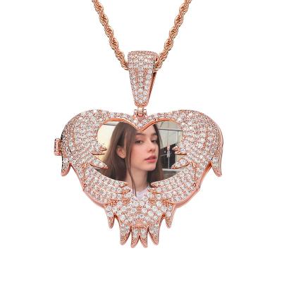 China Vintage Love Zircon Memorial Hip Hop Copper Inlaid Pendant Photo Pendant Creative DIY for sale