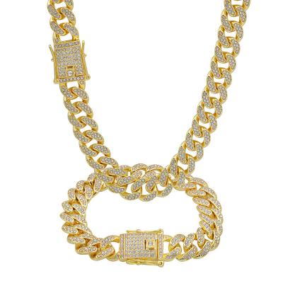 China Wholesale Customized Men's Punk Gold And Diamond Necklace Sets Real Diamond Necklaces for sale