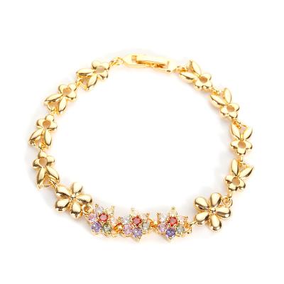 China Zircon Bracelet No Fading Jewelry Wholesale Zircon Bracelet Bangle 18K Gold Charm Bracelet For Women for sale