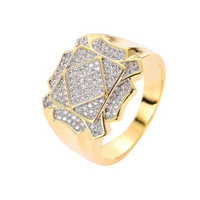 China European Hiphop Men's Hip Zirconia Geometric Ring Best-Selling Zircon Ring High Quality And American Hops for sale