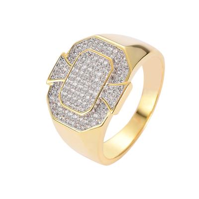 China Hiphop Fashion Hip Hop Trend Ring Jewelry 18k Hot Selling Sparkle High Quality Zircon for sale