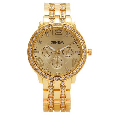 China Three-eye women's full explosion diamond-encrusted hip-hop spot calendar watch quartz digital watch for sale