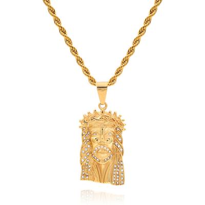 China Gold Plated Religious Hot Selling Christian Jesus Necklace Stainless Steel Catholic Pendant for sale