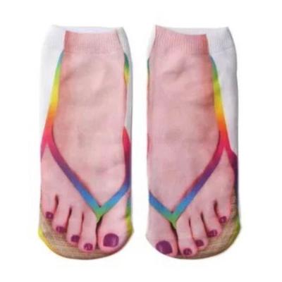 China QUICK DRY 3D Floor Funny Printed Socks With Simulated Toe In Stock Which Popular In Chinese Market Could Be Low MOQ Customized for sale