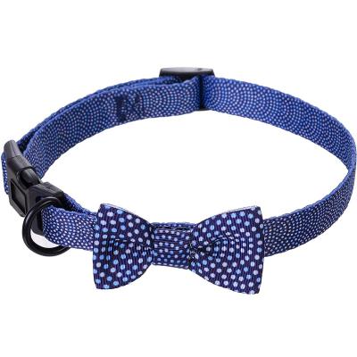 China Customizable Hot Selling Personalized Dog Bow Tie Adjustable Dog Collar With Lovely Bow Wave Point Dog Collar for sale