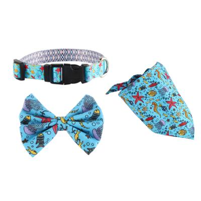 China Personalized Adjustable Bowtie Pitbull Dog Collar Custom Design Pattern 2020 Amazon Hot Sale Pet Products for sale