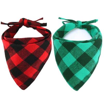 China Personalized Pet Accessories Double-cotton Plaid Pet Drool Towel, Fashionable Dog Bandana Triangle Bibs Neck Scarf for sale