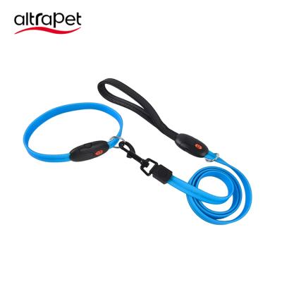 China Viable Instant Lighting PVC Pet Accessories LED USB Rechargeable Collar, Dog Products Puppy Anti Lost Luminous Collar With Leash Set for sale