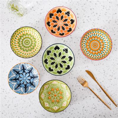 China 5.5 Inch Unique Style Serving Plate Serving Dish Dessert Dish Set Bohemian Colorful Elegant Bohemian Ceramic Dish Viable For Restaurant for sale