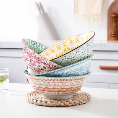 China Viable Customized Home Restaurant Used Japanese Style Noodle Bowl Large Capacity Ceramic Ramen Bowl For Sale for sale