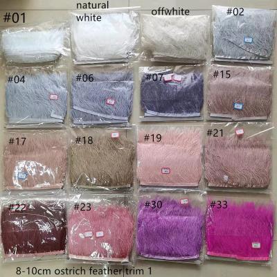 China Fashion Ready to Ship WIC 8-10cm Decorations Dyed Colors Real Ostrich Feather Fringe Trims Trim Ribbon Lace For Skirts Dress for sale