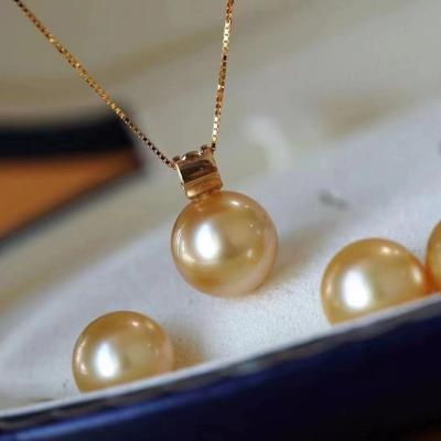 China Pure Natural Fine Jewelry 18K Gold Pearl Necklace 11-12mm Lead Free Nickel Free Seawater Navigation Necklace For Women for sale