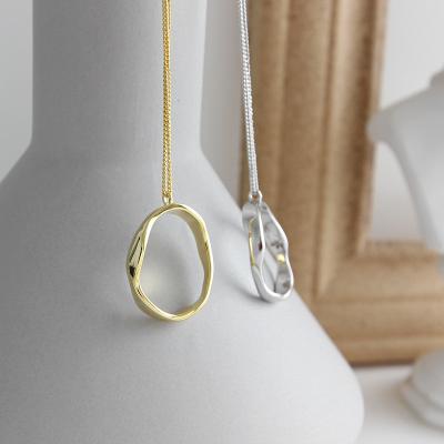 China 2021 Lead Free Shipping Irregular Necklaces Nickel Free S925 Sterling Silver Irregular Pendant Necklace Wave Pattern Jewelry for sale