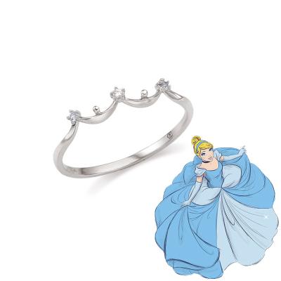 China FASHIONABLE Sailing Jewelry Gold Plated Crystal Gemstone Rings Disney Princess Rings Crown Shape Princess Rings for sale