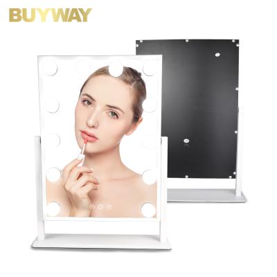 China Hot Amazon Design Lighted Dressing Table Led Stand Large Hollywood Style Makeup Mirror Bulb Lights Makeup Vanity Hollywood Mirror for sale