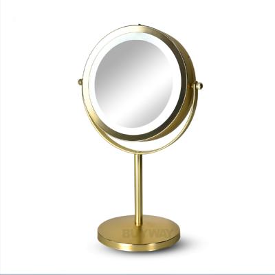 China Hot-selling hotel lighted double-sided magnifying mirror x5 LED makeup lighted dressing table mirror with lights for bedroom for sale