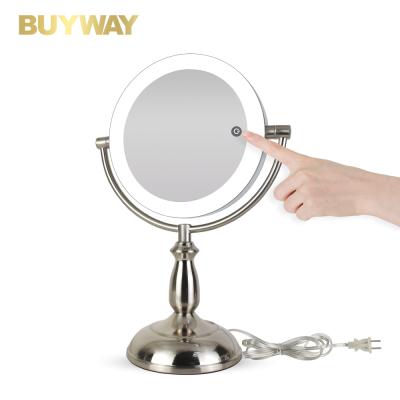 China Wholesale Custom Lighted Standing Two Sides Vanity Desk Table Led Lighted Makeup Mirror for sale