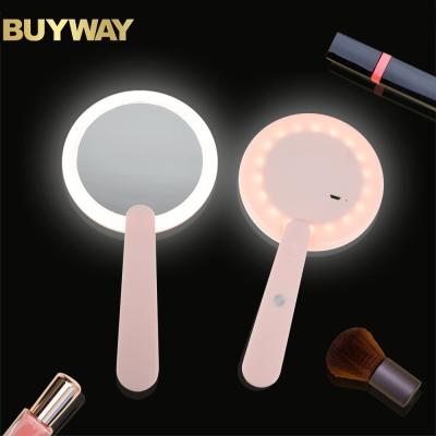 China New Invention Products Portable Rotary Lit Round Handheld Led Compact Mirrors for sale