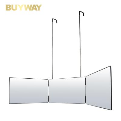 China Hanging Lighted Extend 180 Degree Triple Wall Mounted Cosmetic Makeup Mirror for sale