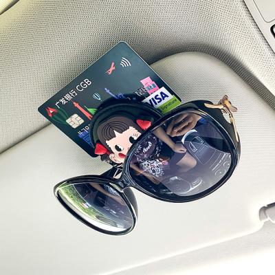 China Car Sun Visor Clip Leather Glasses View Bill Card Holder Car Sunglasses Leather Multifunctional Cute Car Interior Accessories View for sale