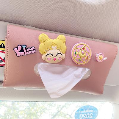 China Cute Cute Cartoon Tissue Boxes with Towels Tissue Boxes Car Accessories Tissue Bag Organizer Car Decoration Auto Disposable Storage for sale