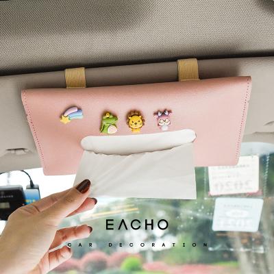 China Creative Cute Car Accessories Ladies Car Accessories Sun Shade Tissue Box Cute Cute Hanging Car Drawer Towel Inner Holder for sale