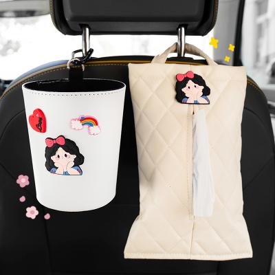 China Small Cute Car Cloth Cartoon Car Backseat Bin Storage Box Lady Car Back-Mounted Interior Accessories for sale