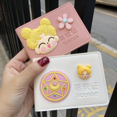 China Cute Leather Auto Bag Auto Accessories Gift Girl PU Leather Driver's License Cover For Driving Documents Card Credit Holder Wallet for sale