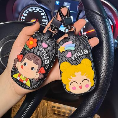 China Universal Cute Creative Leather Cover Key Case Car Key Chain Suitable For BMW Audi Mercedes Volkswagen Ford Golf Girl Gift for sale