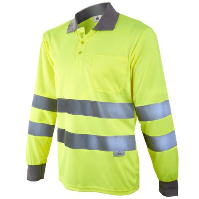 China S-4XL Long Sleeve Polo Shirts Reflective 150gsm Technical Fabric Shirt for sale