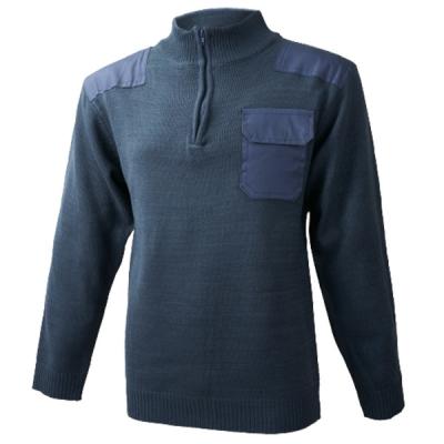 China 500gsm Knit Quarter Zip Pullover Polo Shirts 100% Acrylic With Gussets for sale