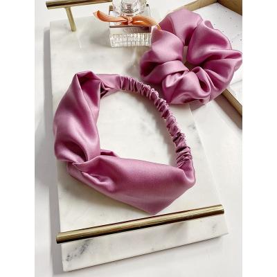 China Custom Anti-static Pillowcase Silk Scrunchie Headband For Women Hair Accessories Set Cross Wide100% Mulberry Silk Headband Luxury for sale