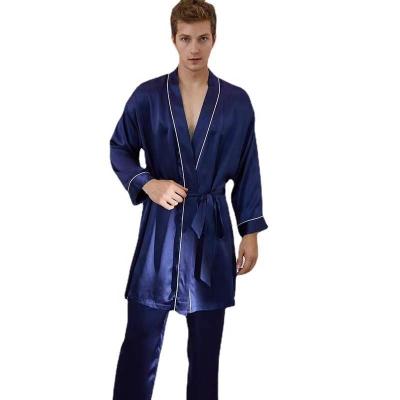 China Wholesale QUICK DRY Sexy Men Stain Long Robe Sets Long Sleeve Bathrobe Two Piece Sets for sale