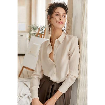 China Wholesale Style Breathable Basic Silk Blouse Solid Colors Luxury Silk Shirt For Women for sale